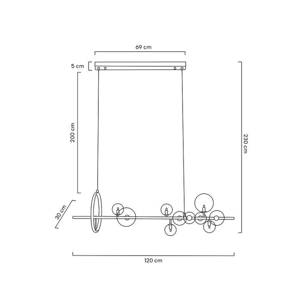 Lampa wisząca ALURE LINE 120 czarna - Moosee